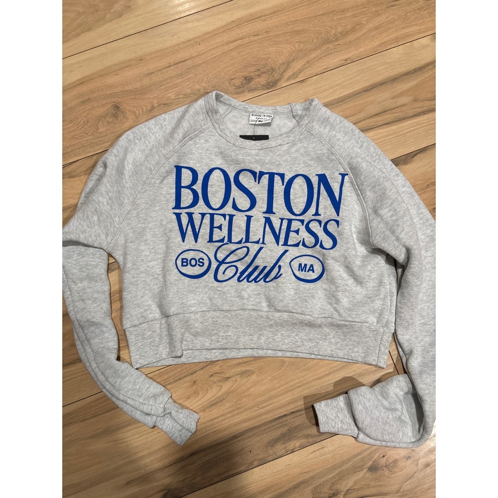 Where I'm From Boston Wellness Club Cropped Sweatshirt Gray XS